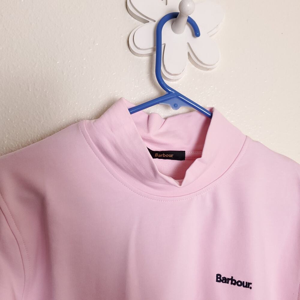 NWT BARBOUR Mock Neck Long Sleeve Top Turtleneck Terry Bubblegum Pink Sz 10 - Picture 5 of 13